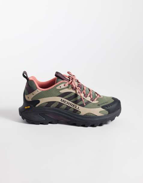 Merrell x Sweaty Betty trainers in brown with check print - view 1