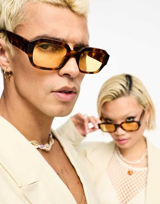 Messy Weekend - Downey Square - Zonnebril met gele glazen in bruine tortoise, 2 van 4