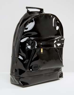 black patent backpack