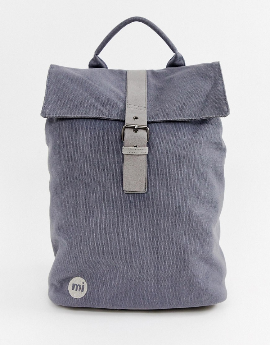 Mi-Pac Canvas Fold Top Backpack in Charcoal-Grey