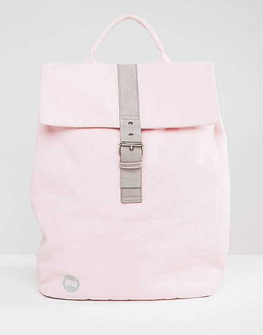 Mi-Pac Day Pack Canvas Fold Top Backpack in Pale Pink | ASOS
