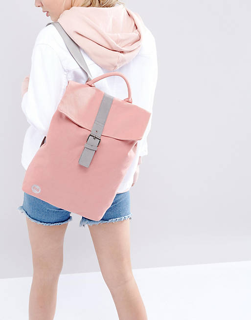 Mi-Pac Fold Top Canvas Backpack in Rose Pink | ASOS