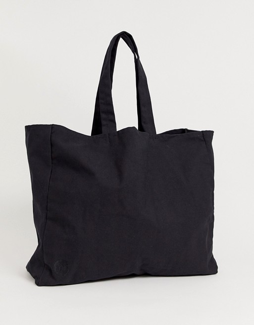 Mi-Pac Giant Shopper canvas tote bag in black 30l