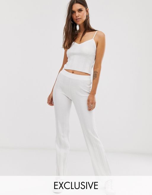 Micha Lounge flare pants in wide rib knit two-piece