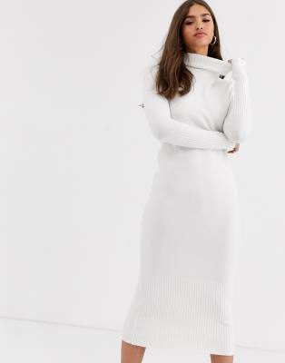 white polo neck dress
