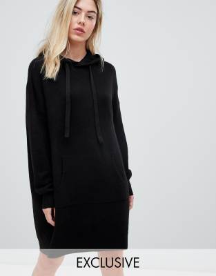 black hooded jumper dress