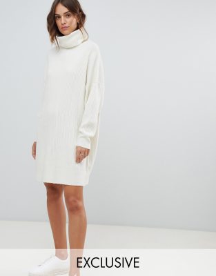 cream roll neck jumper dress