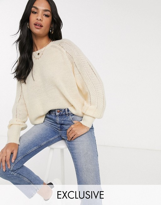 M Lounge relaxed jumper in pointelle knit