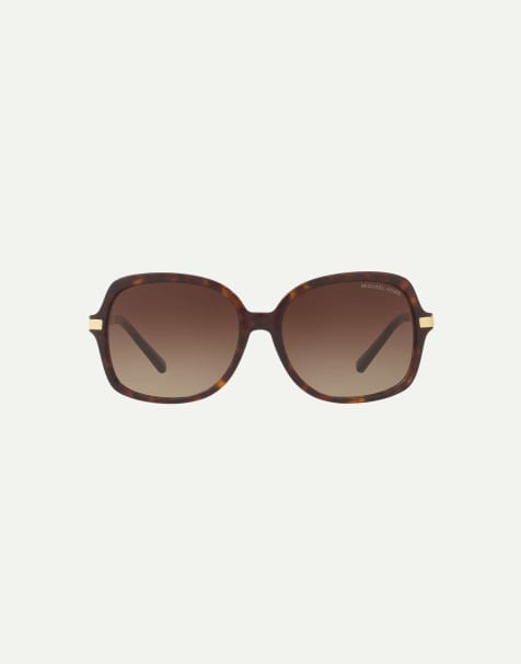 Michael Kors Adrianna ii eckige Sonnenbrille mit braunen Gläsern in dunklem Havanna - view 1