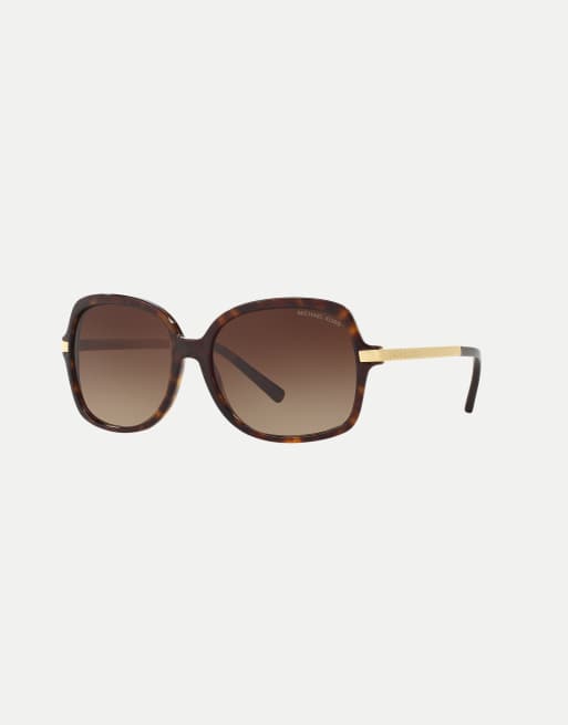 Michael Kors Adrianna ii square sunglasses with brown lens in dark tortoise, 3 of 4