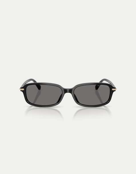 Michael Kors Agra rectangle polarised sunglasses with grey lens in black - view 1