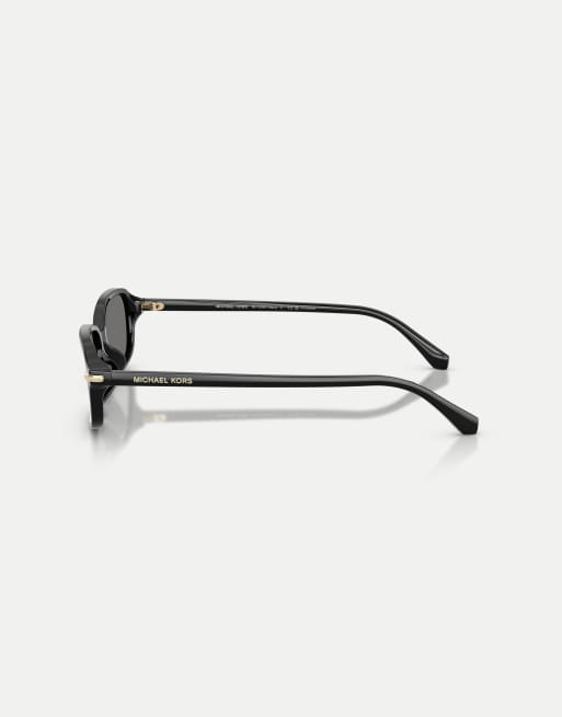 Michael Kors Agra rectangle polarised sunglasses with grey lens in black, 4 of 4