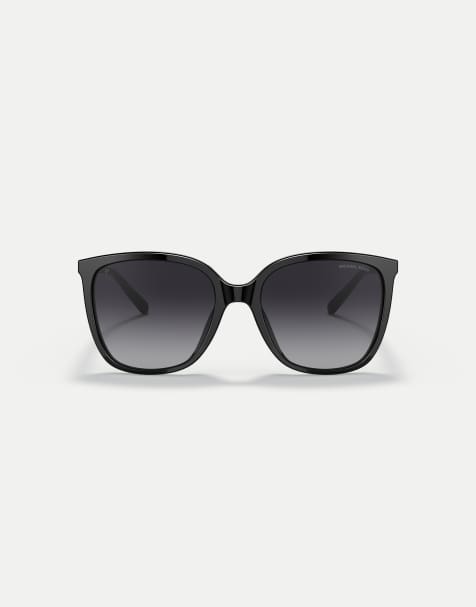 Michael Kors Anaheim square polarised sunglasses with grey lens in black - view 1