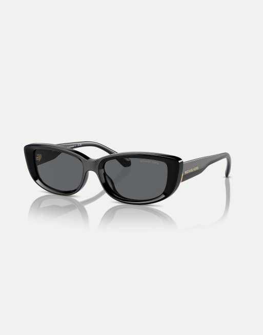 Michael Kors Asheville gafas de sol rectangulares con lentes grises en negro, 3 de 4