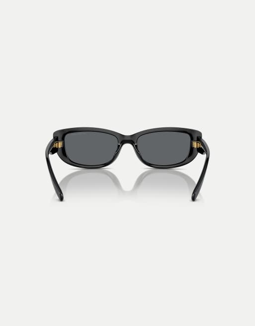 Michael Kors Asheville rechteckige Sonnenbrille mit grauen Gläsern in Schwarz, 2 von 4
