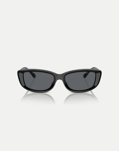 Michael Kors Asheville rectangle sunglasses with grey lens in black - view 1