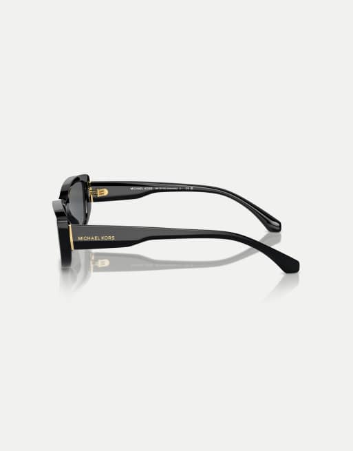 Michael Kors Asheville rectangle sunglasses with grey lens in black, 4 of 4