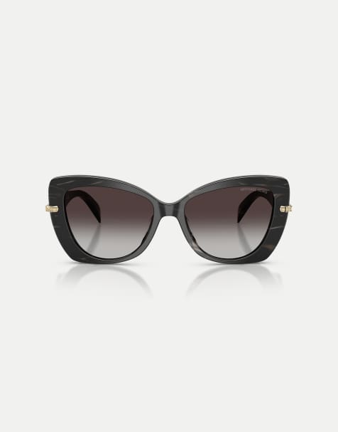 Michael Kors Atlanta butterfly sunglasses with grey lens in black horn - view 1