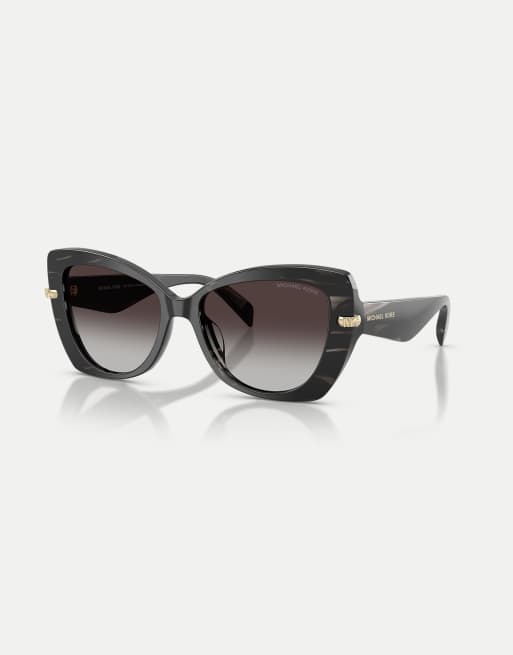 Michael Kors Atlanta lunettes de soleil papillon à verres gris en corne noire, 3 de 4