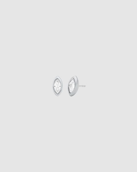 Michael Kors Bezel-set marquise stud earrings in silver - view 1