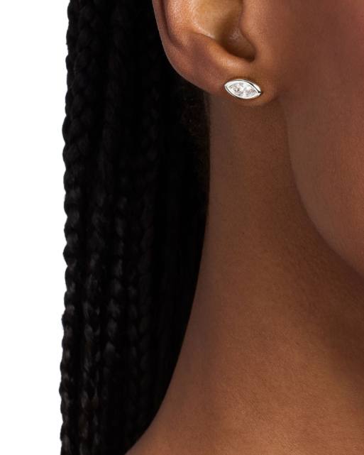 Michael Kors Bezel-set marquise stud earrings in silver, 2 of 4