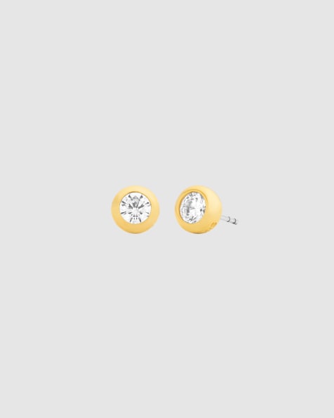 Michael Kors Bezel-set solitaire stud earrings in gold - view 1