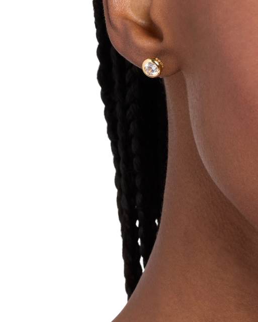 Michael Kors Bezel-set solitaire stud earrings in gold, 2 of 4