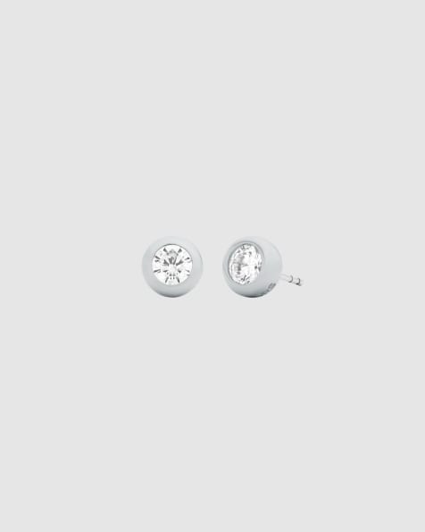 Michael Kors Bezel-set solitaire stud earrings in silver - view 1