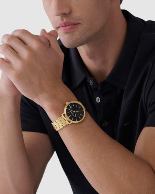 Michael Kors – Blake – Herrenuhr aus goldfarbenem Edelstahl in Schwarz mit drei Zeigern, 2 von 4