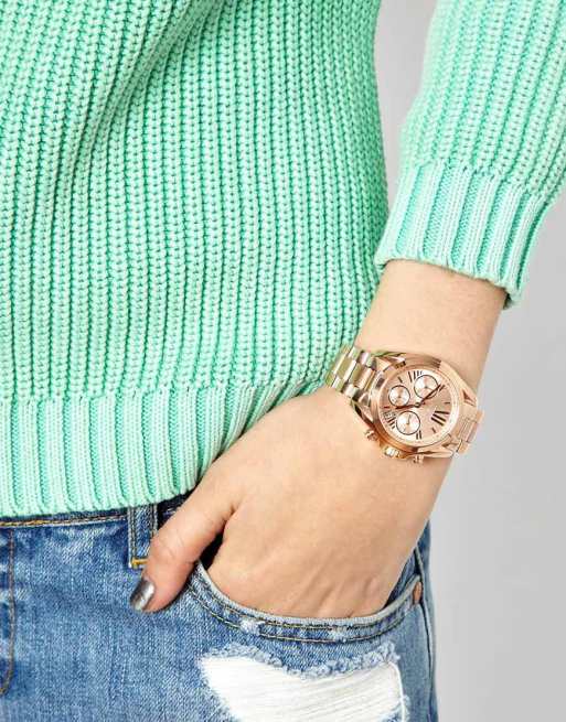 Michael Kors Bradshaw Mini Rose Gold Chronograph Watch 36mm MK5799 | ASOS