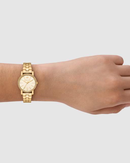 Michael Kors Corey three-hand gold-tone stainless steel watch in gold, 2 of 4