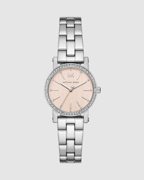 Michael Kors Corey three-hand stainless steel watch in silver - view 1