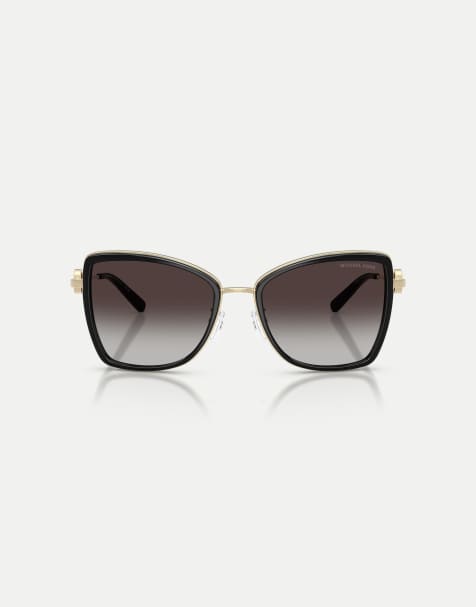 Michael Kors Corsica butterfly sunglasses with grey lens in light gold/black - view 1