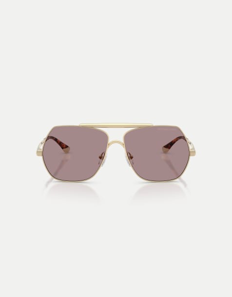 Michael Kors Denver pilot sunglasses with violet lens in light gold - view 1