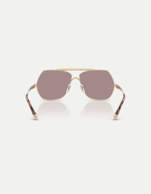 Michael Kors Denver pilot sunglasses with violet lens in light gold, 2 of 4