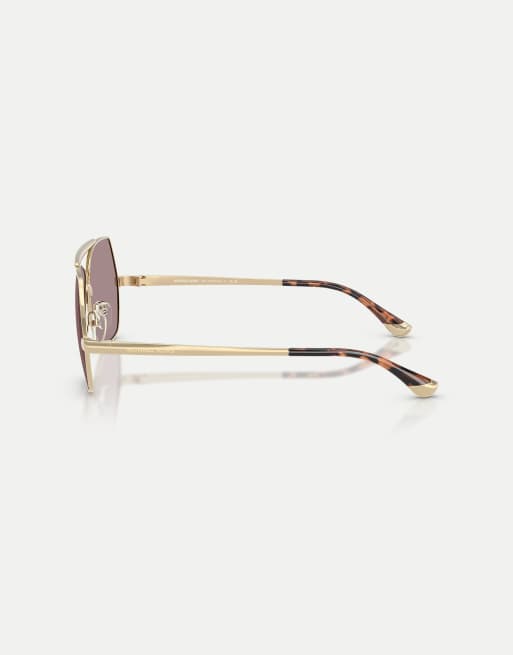 Michael Kors Denver Pilotensonnenbrille mit violettem Glas in Hellgold, 4 von 4
