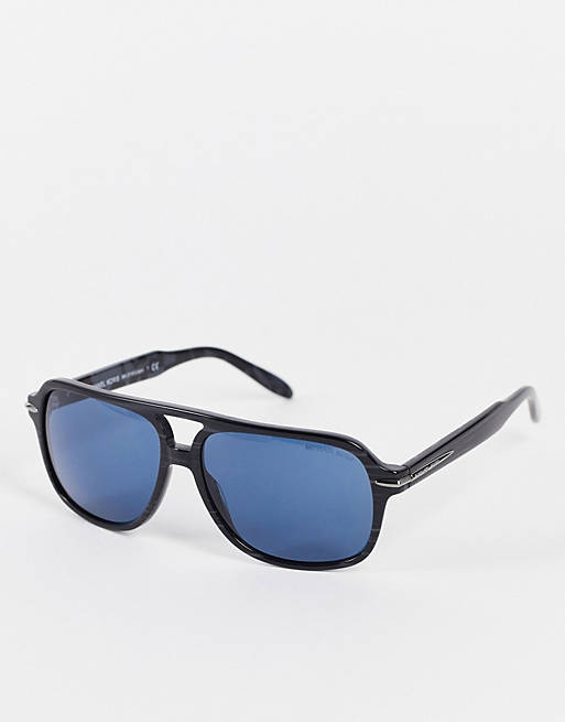 Michael Kors rectangle blue lenses sunglasses in black