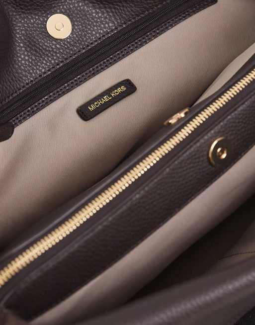 Michael Kors Ellie tote bag in suede marrone cioccolato, 4 di 4