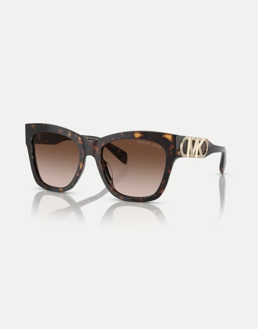 Michael Kors Empire square butterfly sunglasses with brown lens in dark tortoise, 3 of 4