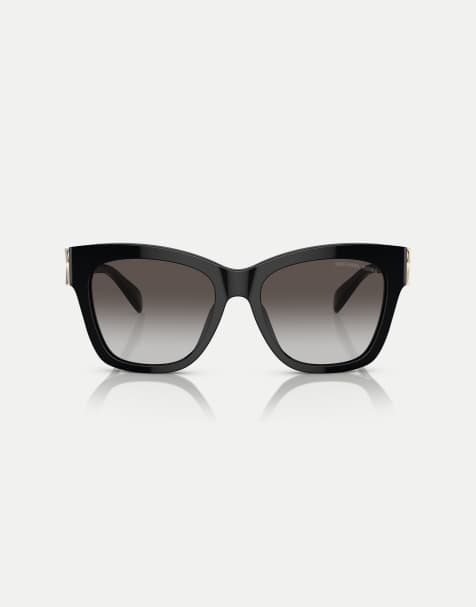 Michael Kors Empire square butterfly sunglasses with grey lens in black - view 1