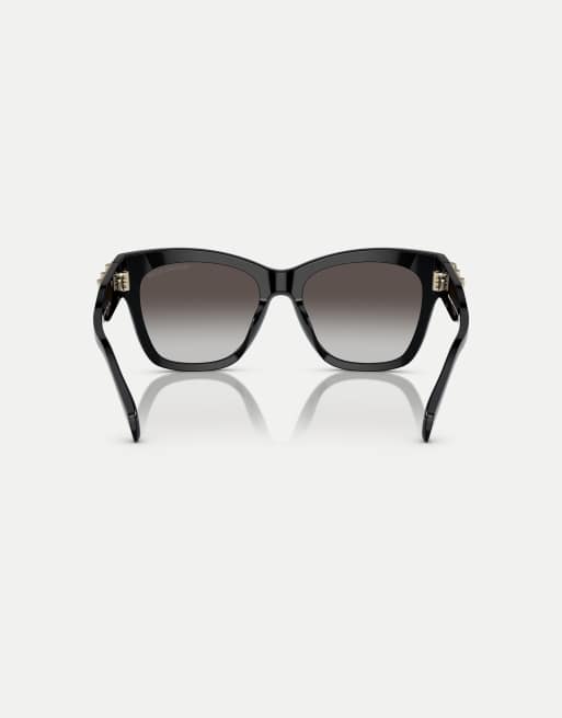 Michael Kors Empire square butterfly sunglasses with grey lens in black, 2 of 4