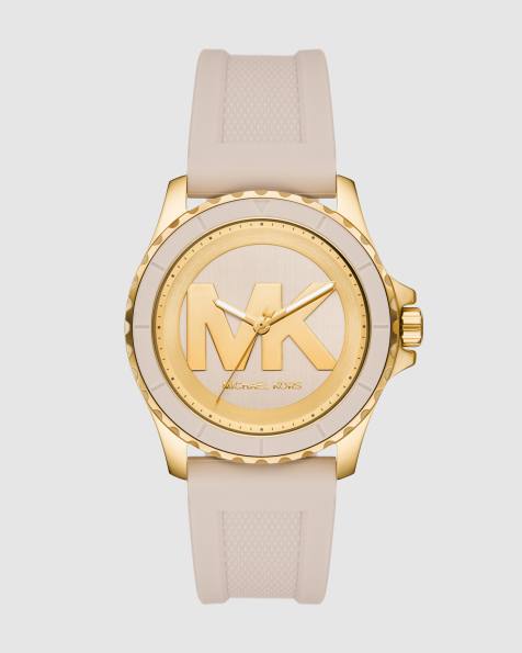 Michael Kors Everest three-hand gray silicone watch in gold - view 1