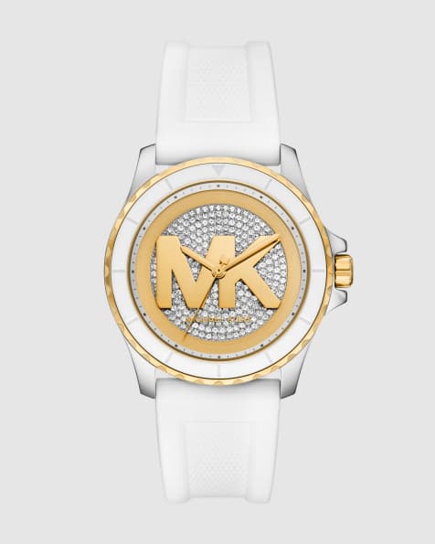 Michael Kors Everest three-hand white silicone watch in 2-tone - view 1