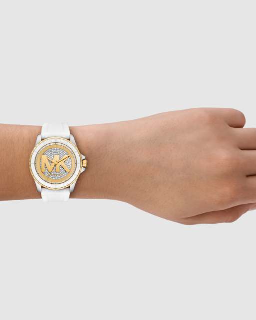 Michael Kors Everest three-hand white silicone watch in 2-tone, 3 of 4