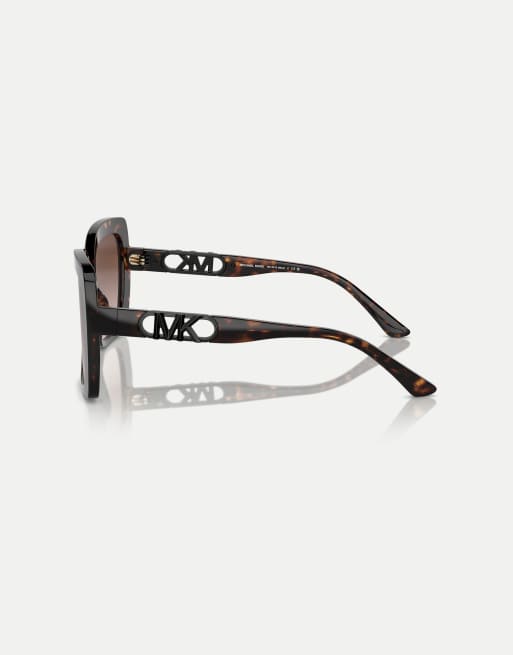 Michael Kors gafas de sol cuadradas con lentes marrones en carey oscuro, 4 de 4