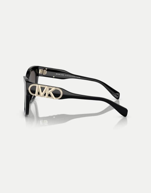 Michael Kors gafas de sol Empire cuadradas estilo mariposa con lentes grises en negro, 4 de 4