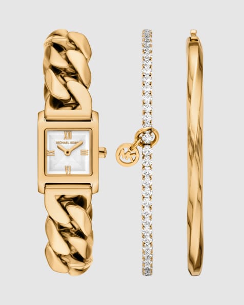 Michael Kors Georgie two-hand gold-tone stainless steel watch and bracelet set in gold - view 1