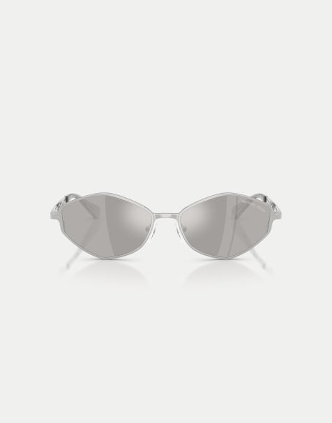Michael Kors Gold Coast lunettes de soleil asymétriques avec verres miroir argentés, en argent - view 1