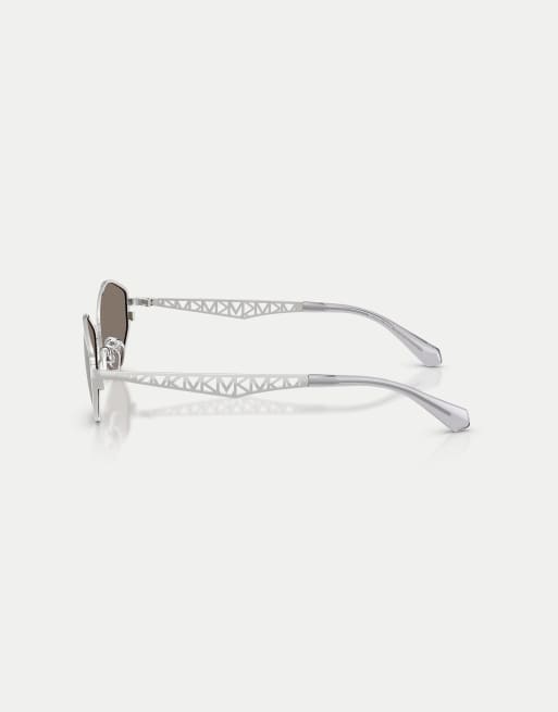 Michael Kors Gold Coast Sonnenbrille in unregelmäßiger Form mit silber verspiegelten Gläsern in Silber, 4 von 4