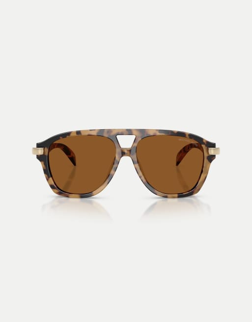 Michael Kors Grenada pilot sunglasses with yellow lens in vintage tortoise, 1 of 4